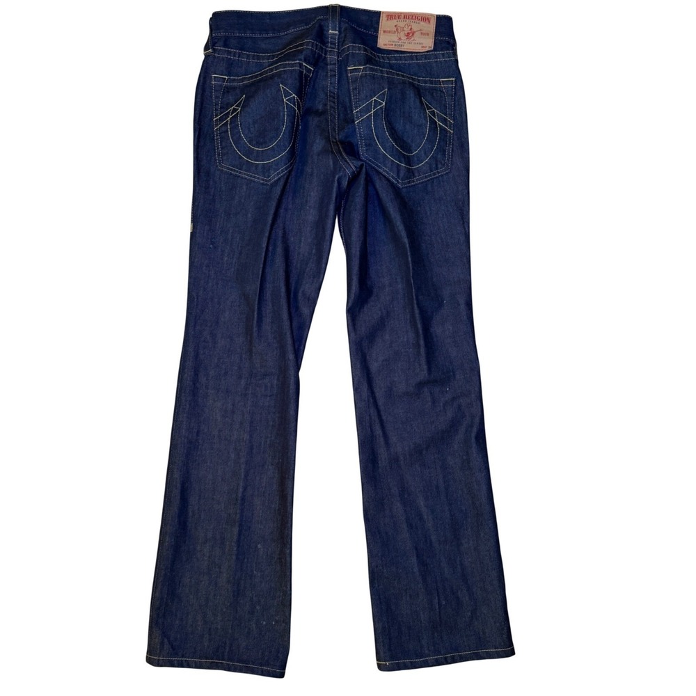 True Religion Bobby Jeans Mens 32 Dark Wash Straight Leg Horseshoe Stitching - Picture 2 of 13